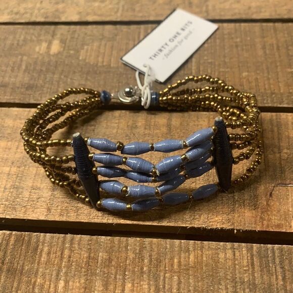 NWT 31 Bits Recycled Paper Bead Bracelet - Picture 1 of 4